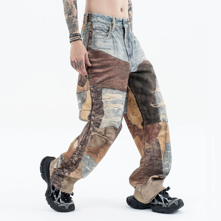 Ayuuki High Street Distressed Washed Printed Jeans - 2246