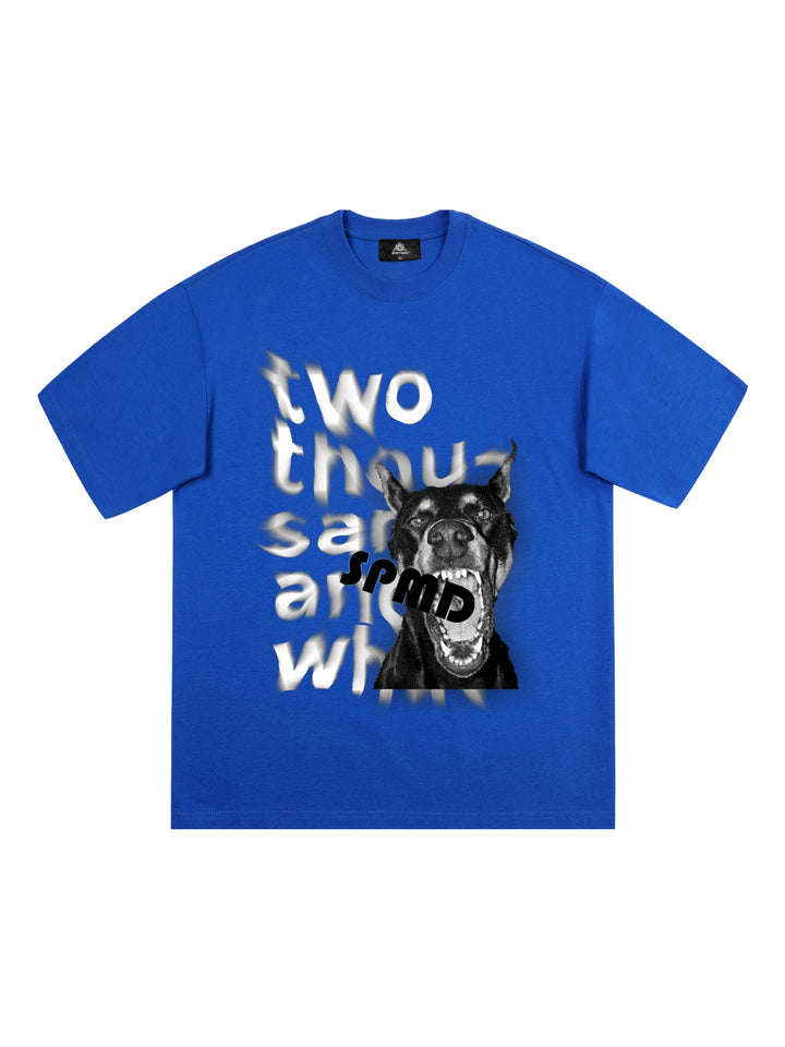 Ayuuki Fun Graffiti Letters Doberman Dog Print T-shirt