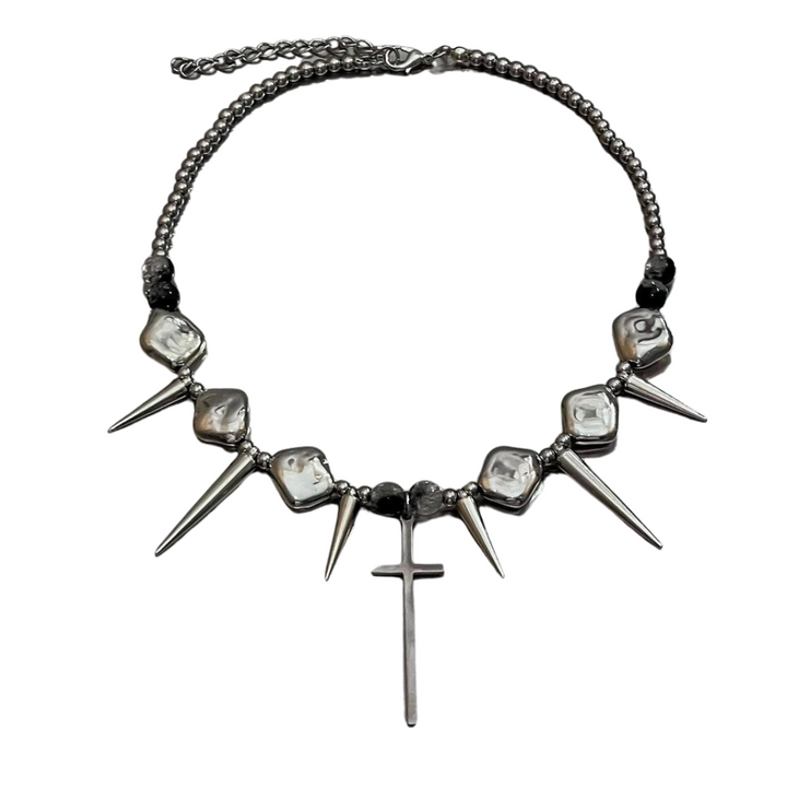 Cross Rivet Irregular Necklace