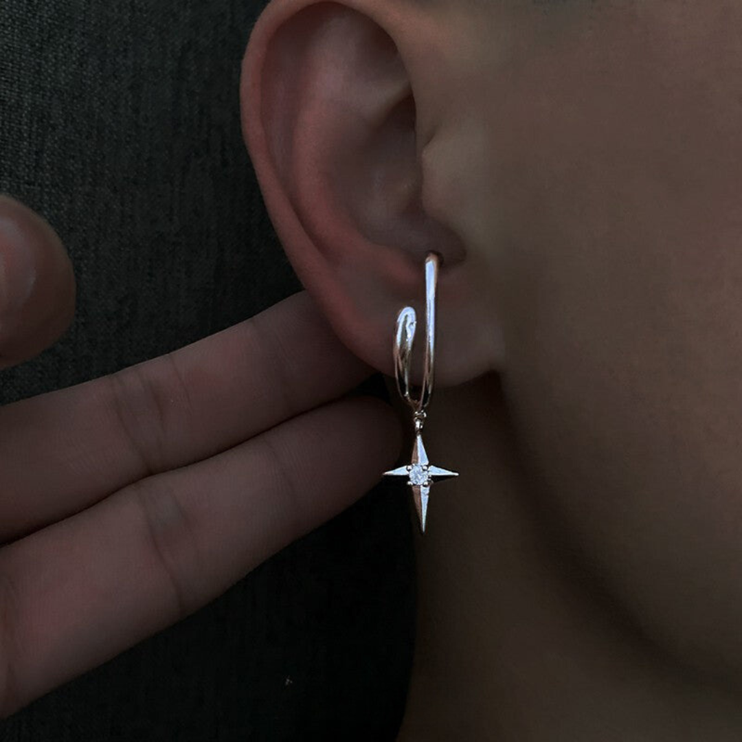 Silver North Star Earrings