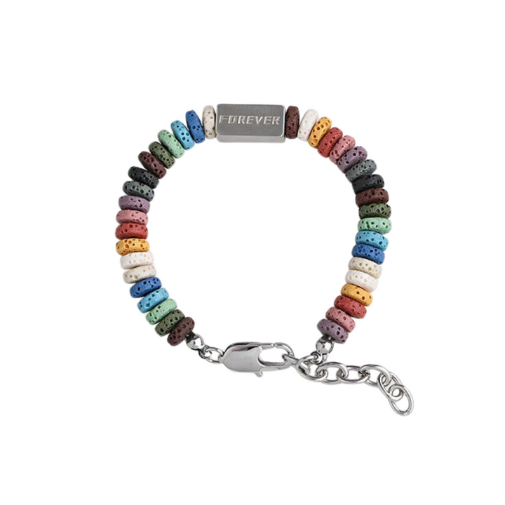 Colored Volcanic Stone Titanium Steel Bracelet