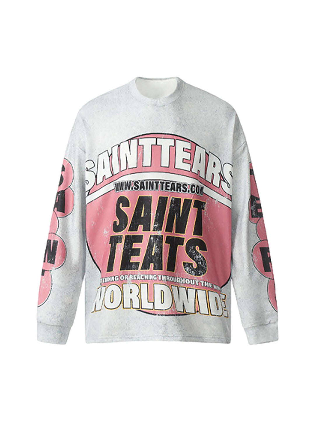 Washed Lettering Print Long Sleeve T-shirt