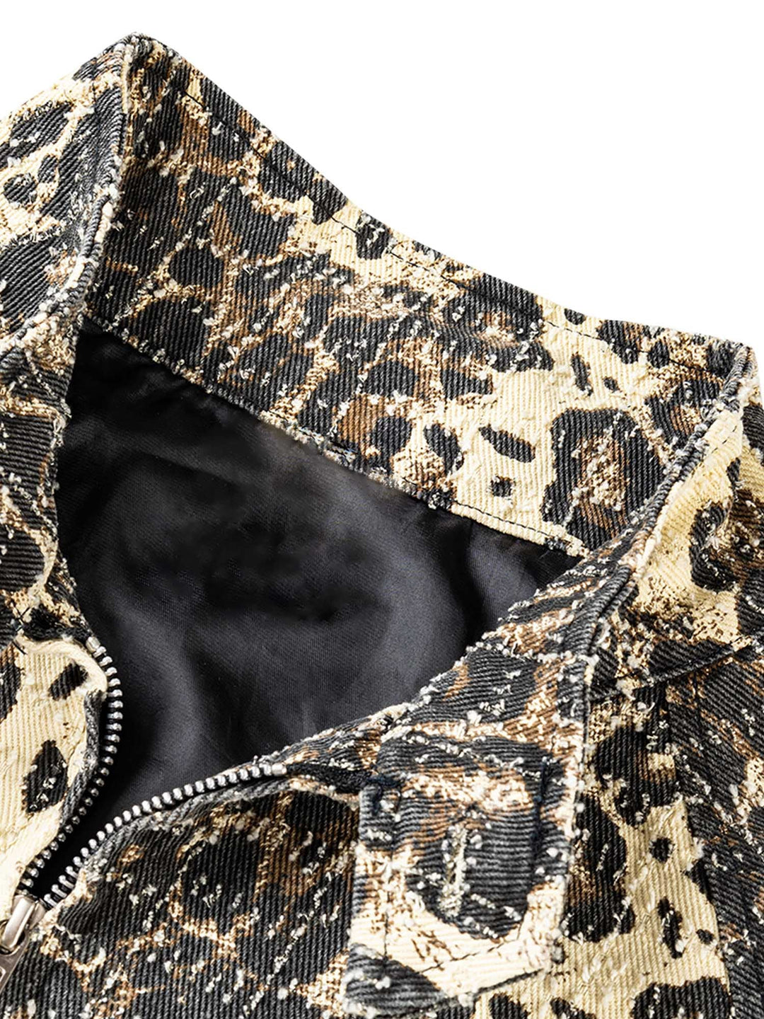 Ayuuki Retro Leopard Printed Denim Jacket