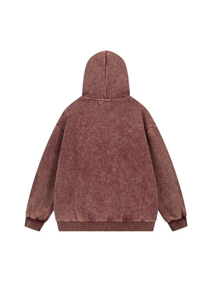 Ayuuki Washed Flame Printed Hooded Fleece Sweatshirt