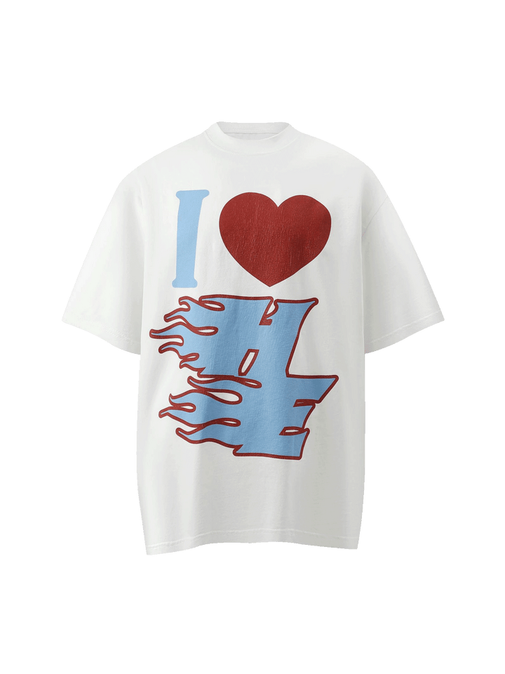 Ayuuki Love Heart Fun Print Street Rap T-Shirt