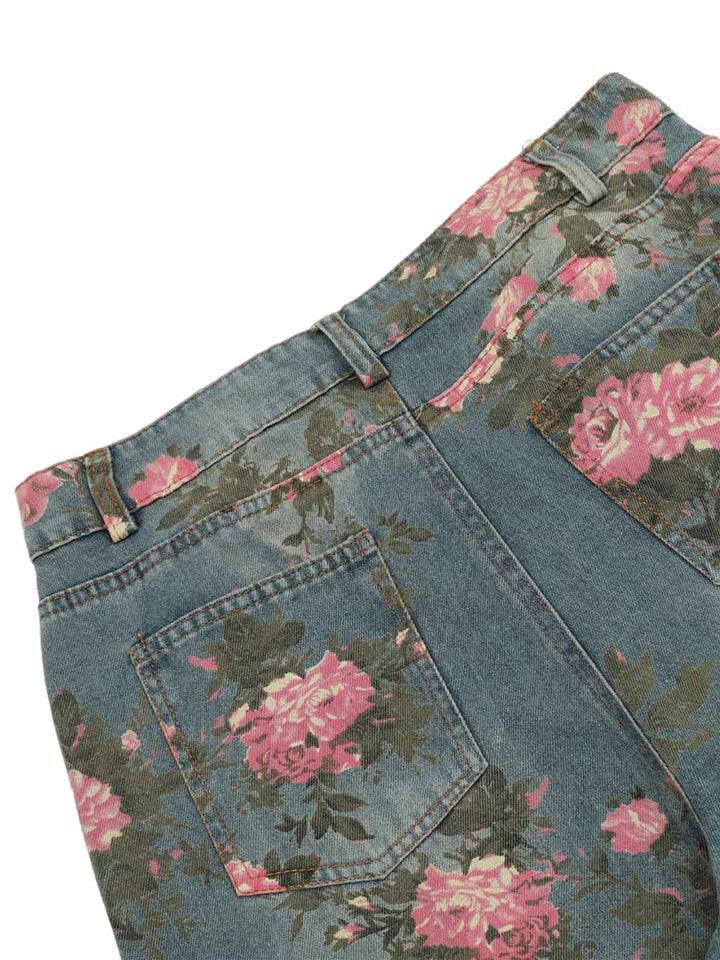 Ayuuki Floral Print Straight Jeans