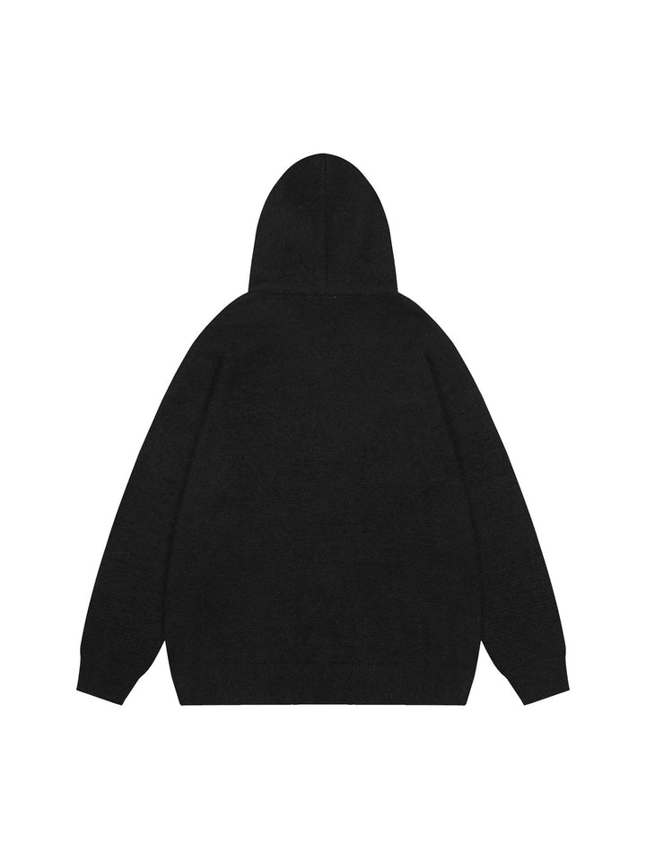 Ayuuki Star Knit Hooded Zip Up Cardigan Sweater