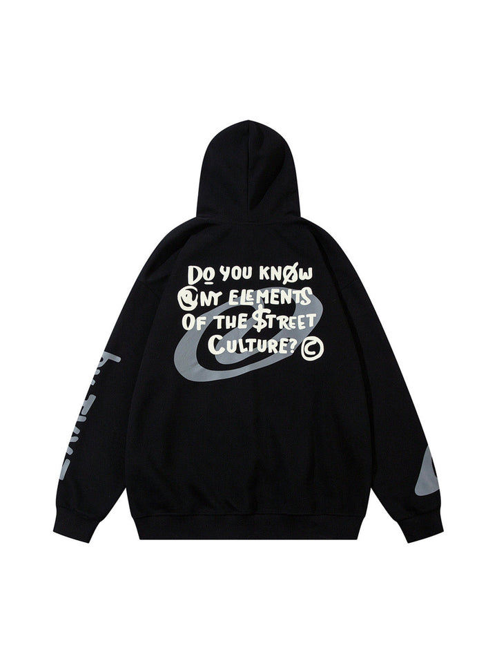 Ayuuki Abstract Angel Print Pullover Hoodie