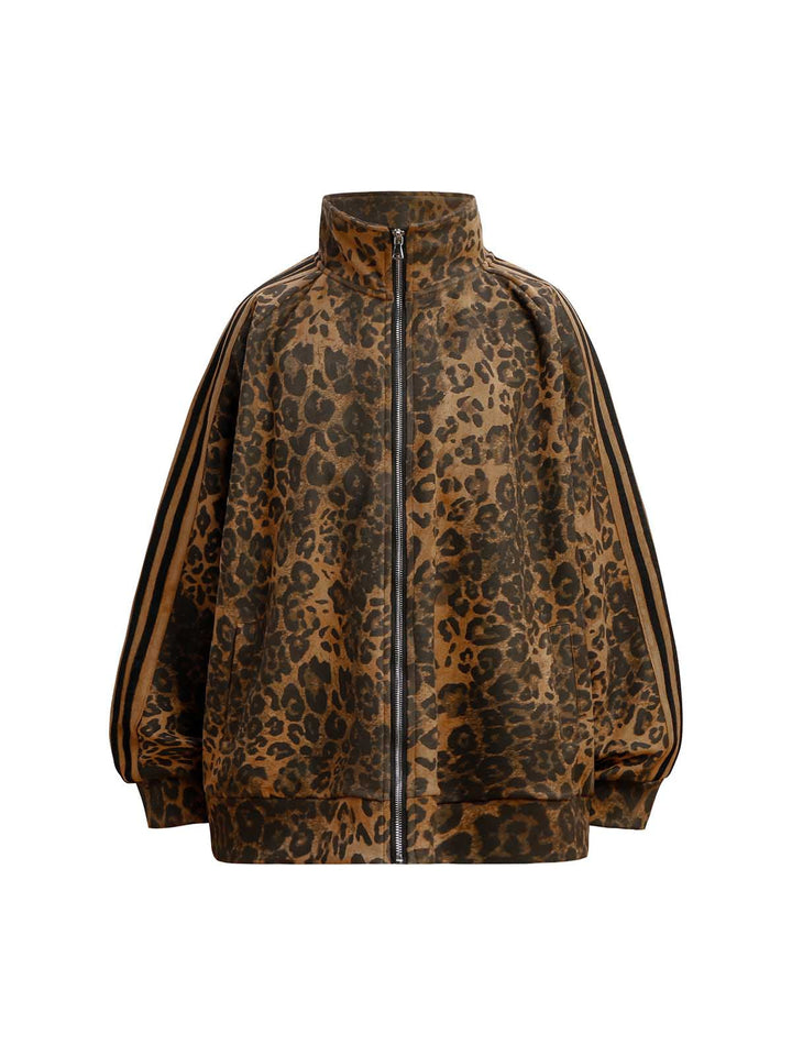 Ayuuki Leopard Print Suede Zipper Jacket