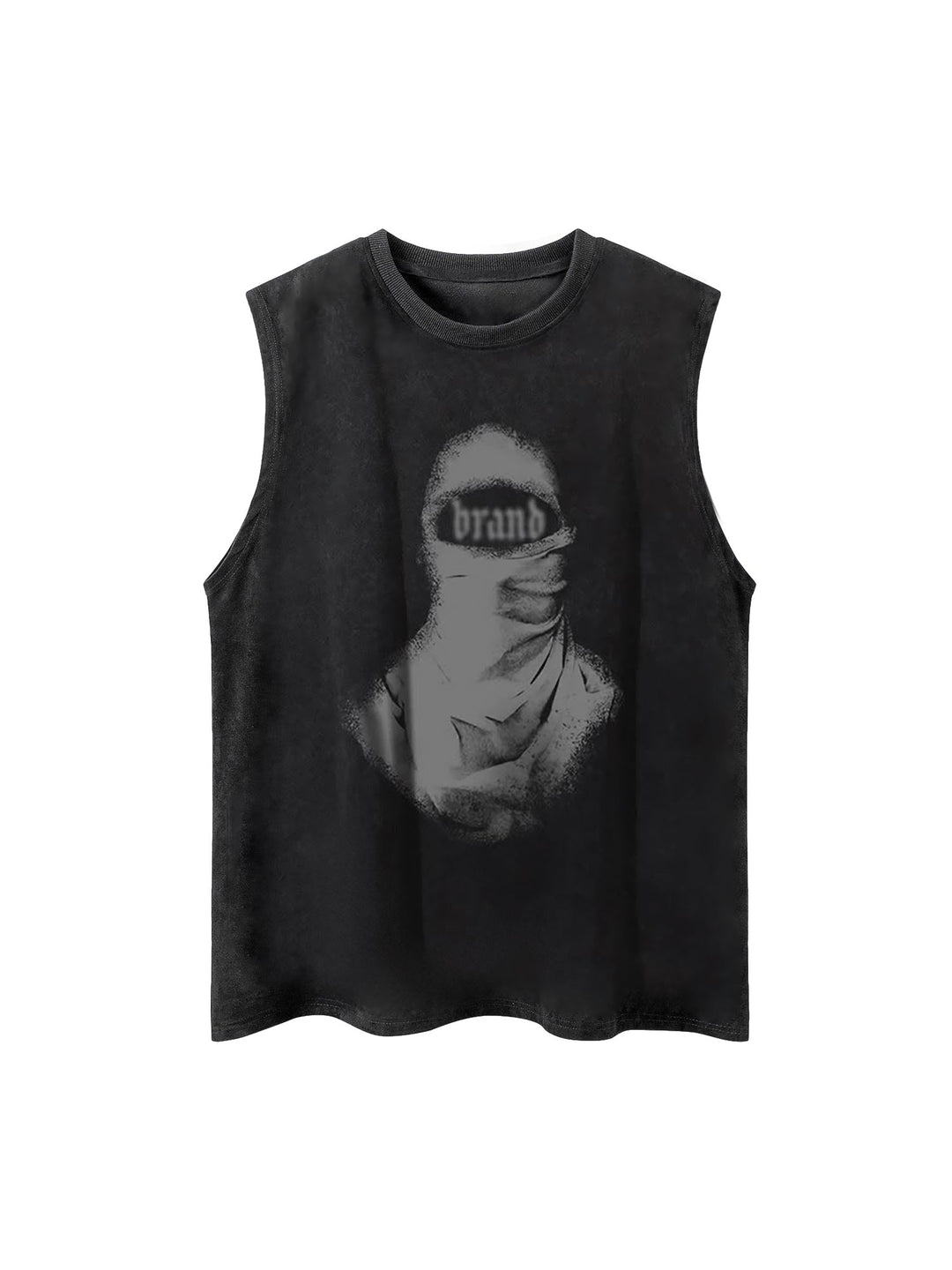 Ayuuki  Retro Distressed Character Print Street Rap Vest