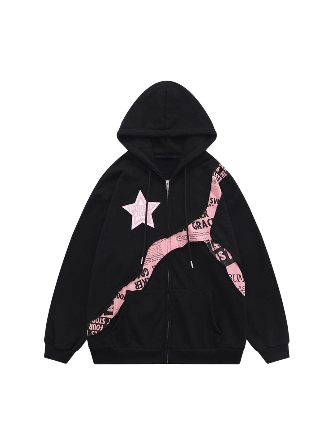 Ayuuki Star Stitching Cardigan Hooded Sweatshirt