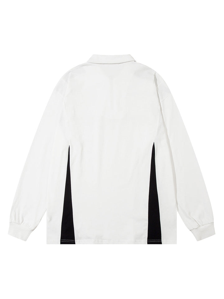 Ayuuki Star Color-Blocking Long Sleeve Quarter Zipper Shirt