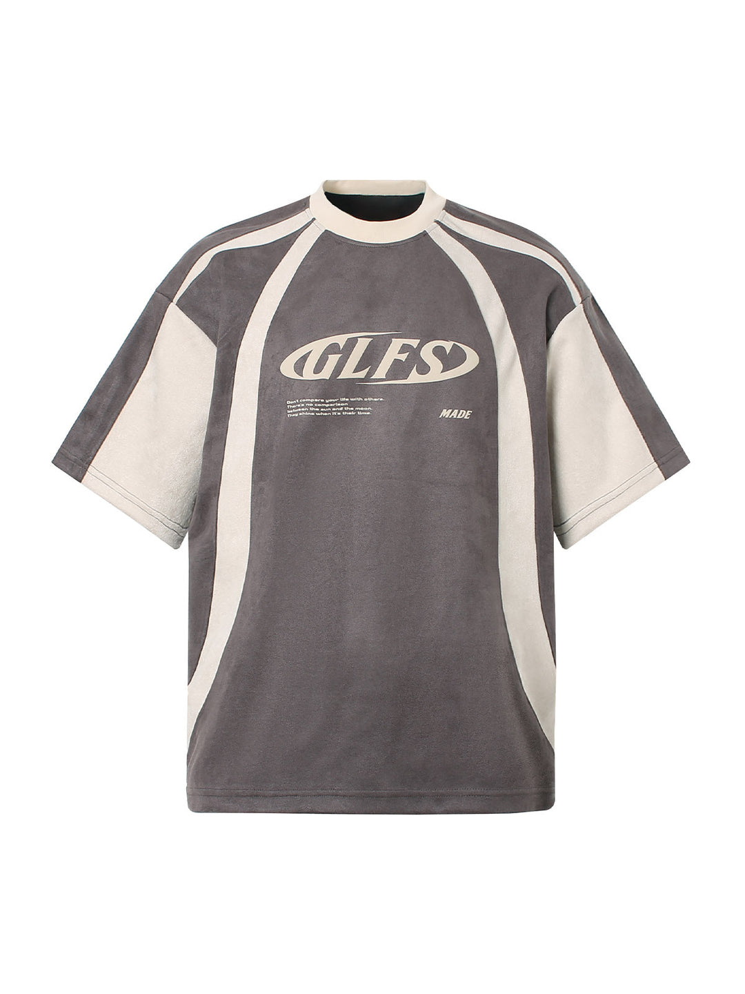 Jersey Deconstructed Contrast Color Stitching Print T-shirt