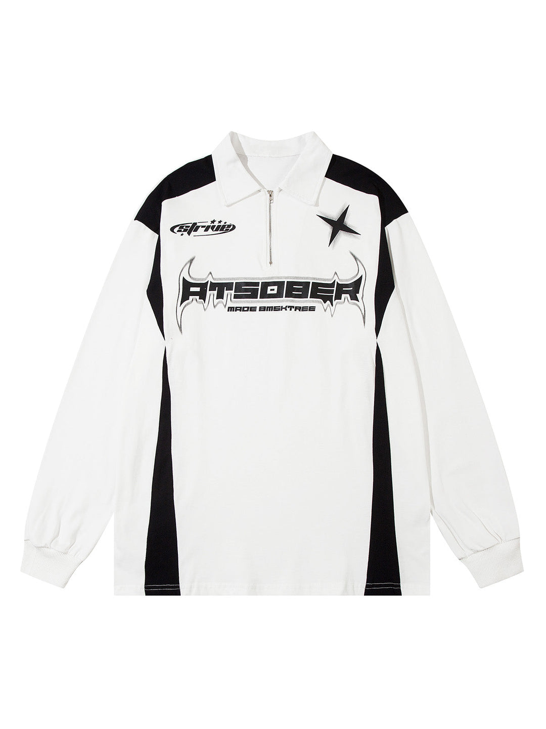 Ayuuki Star Color-Blocking Long Sleeve Quarter Zipper Shirt