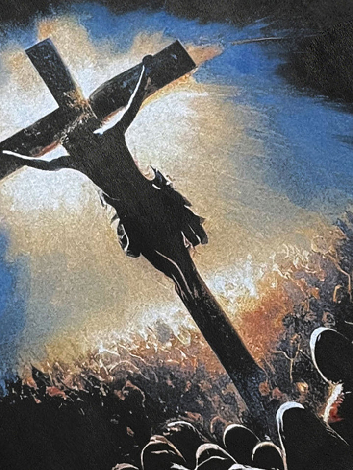 Jesus' Crucifixion Print Washed Sweatshirt