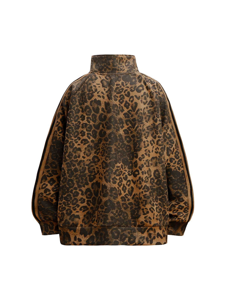 Ayuuki Leopard Print Suede Zipper Jacket