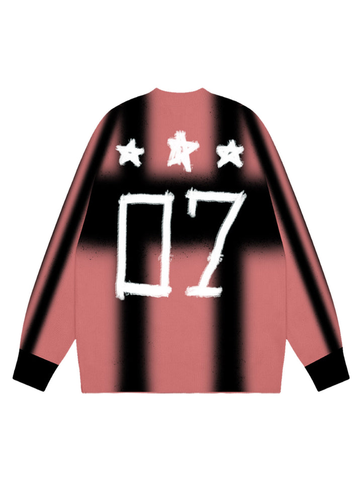 Ayuuki Color Contrast Print Long Sleeve Jersey T-shirt