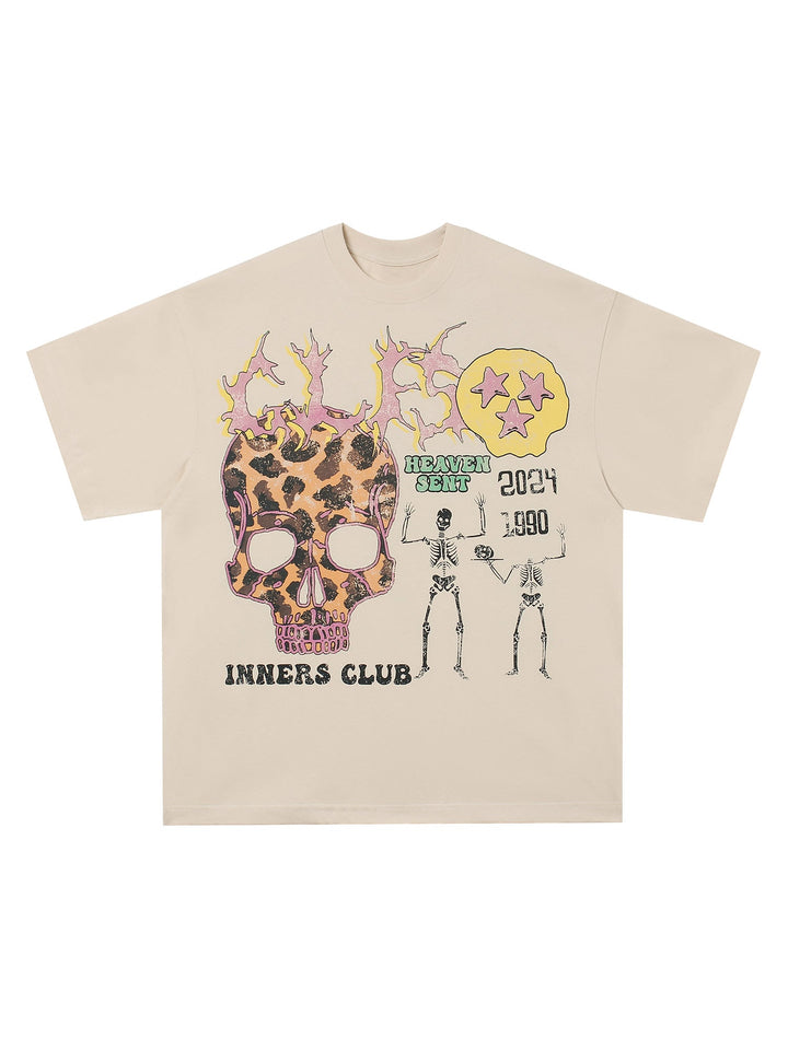 Ayuuki Skull Print Crew Neck T-shirt