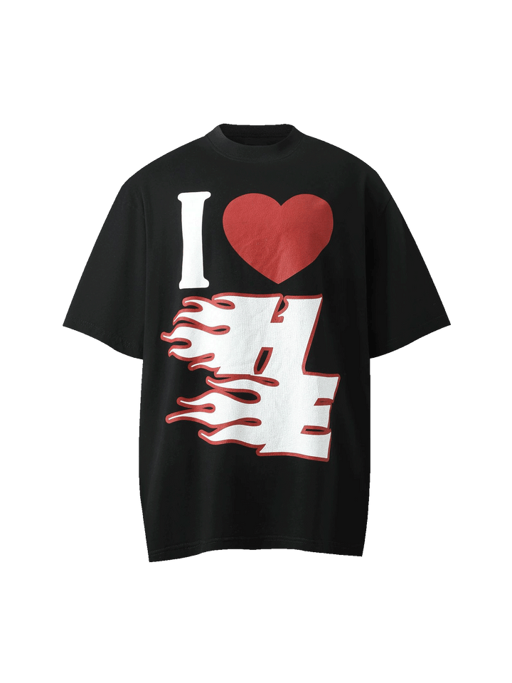 Ayuuki Love Heart Fun Print Street Rap T-Shirt