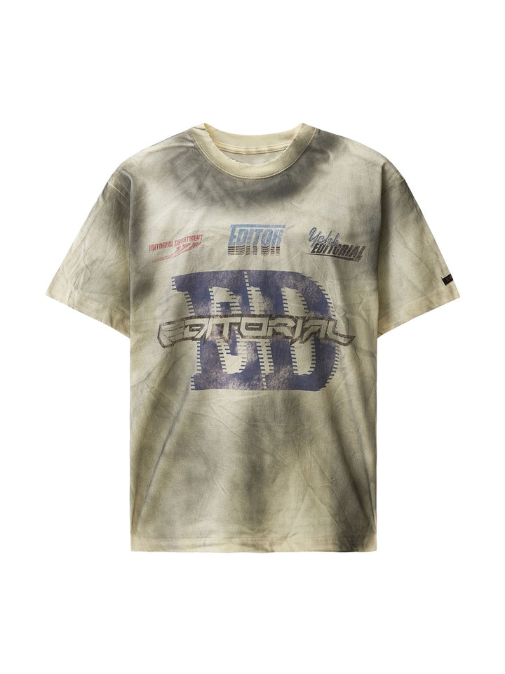 Ayuuki Dirty Wash Heavy Print Street Rap T-Shirt