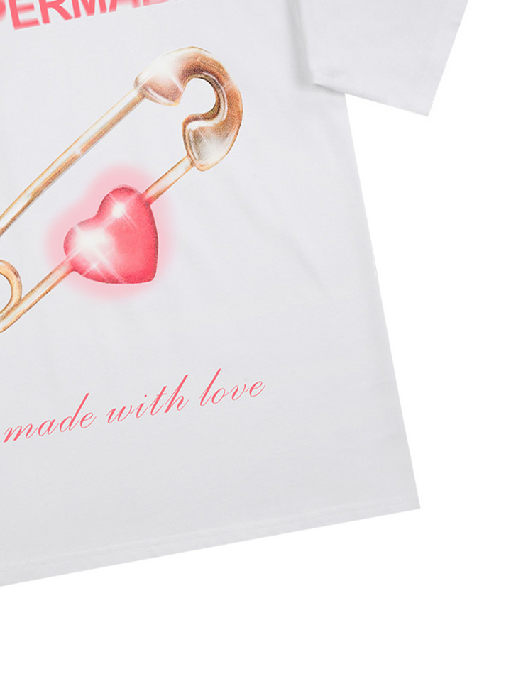 Ayuuki Street Paperclip Heart Hip Hop T-shirt