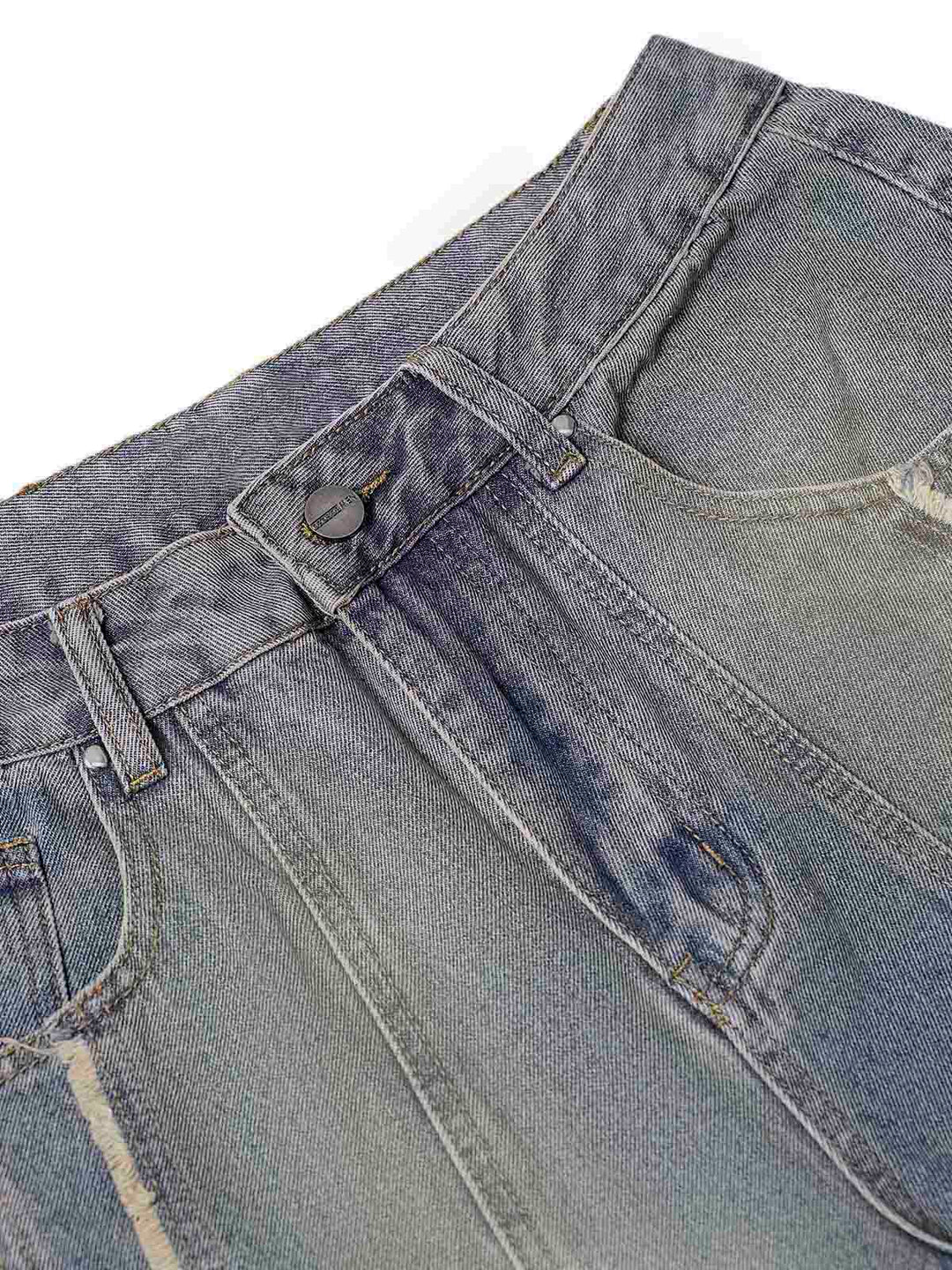 Washed Distressed Raw Baggy Jeans