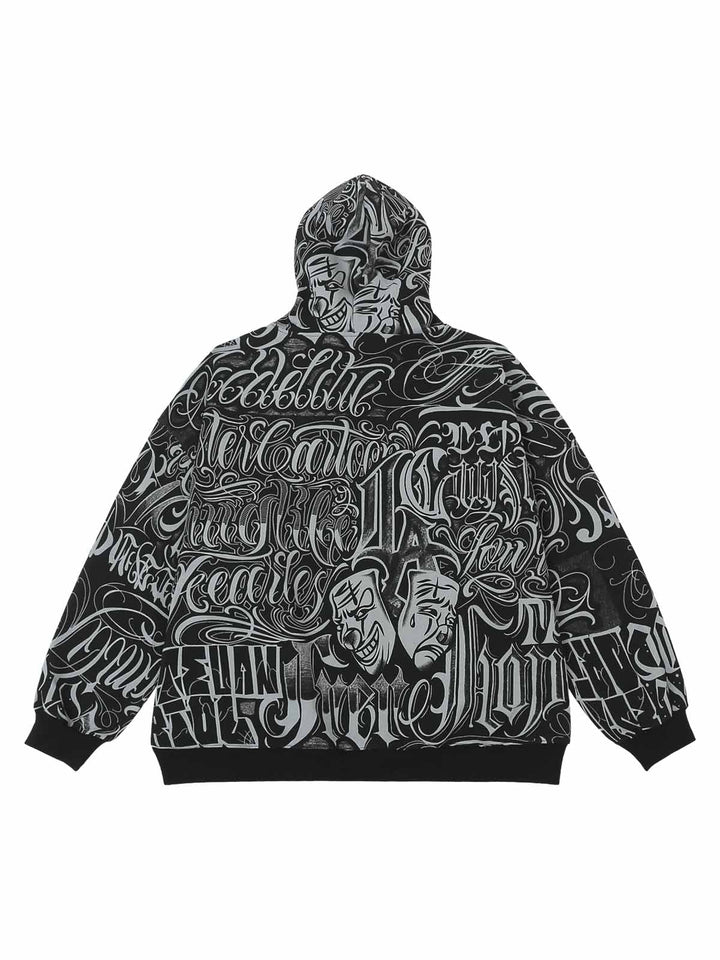 Ayuuki Print Oversized Hooded Sweatshirt