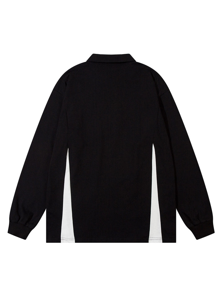 Ayuuki Star Color-Blocking Long Sleeve Quarter Zipper Shirt