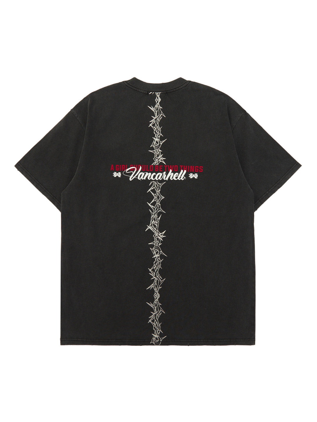 Ayuuki Street Thorn Letter Print T-shirt