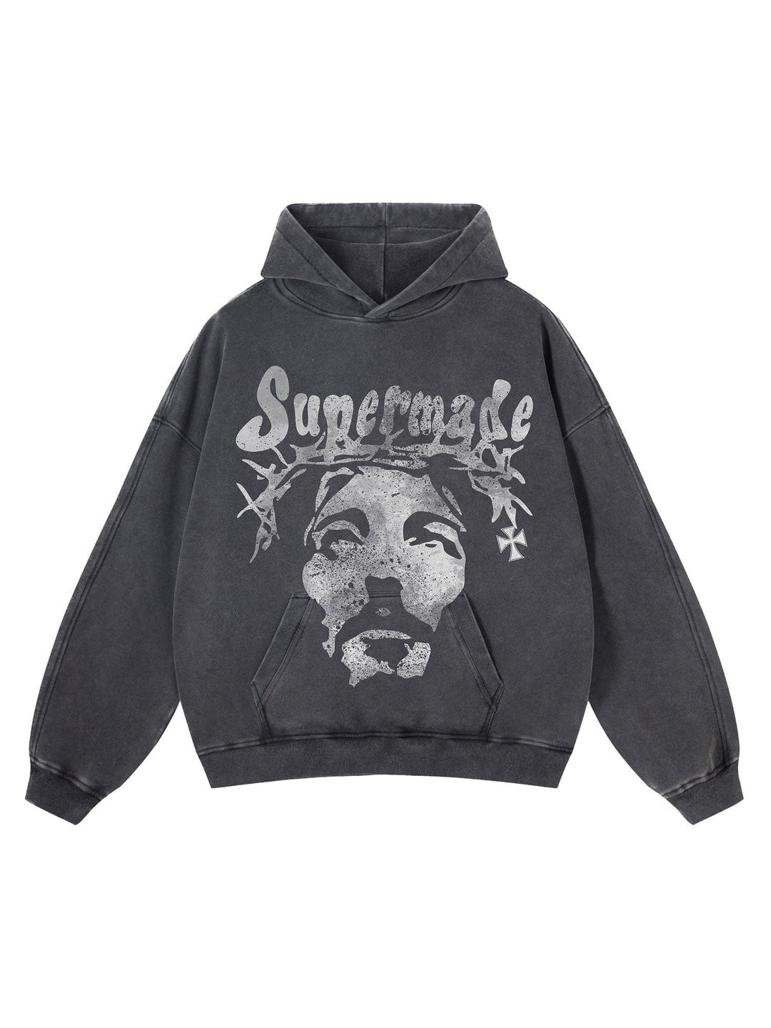 Ayuuki Heavy Washed Jesus Graphic Hoodie - 1973