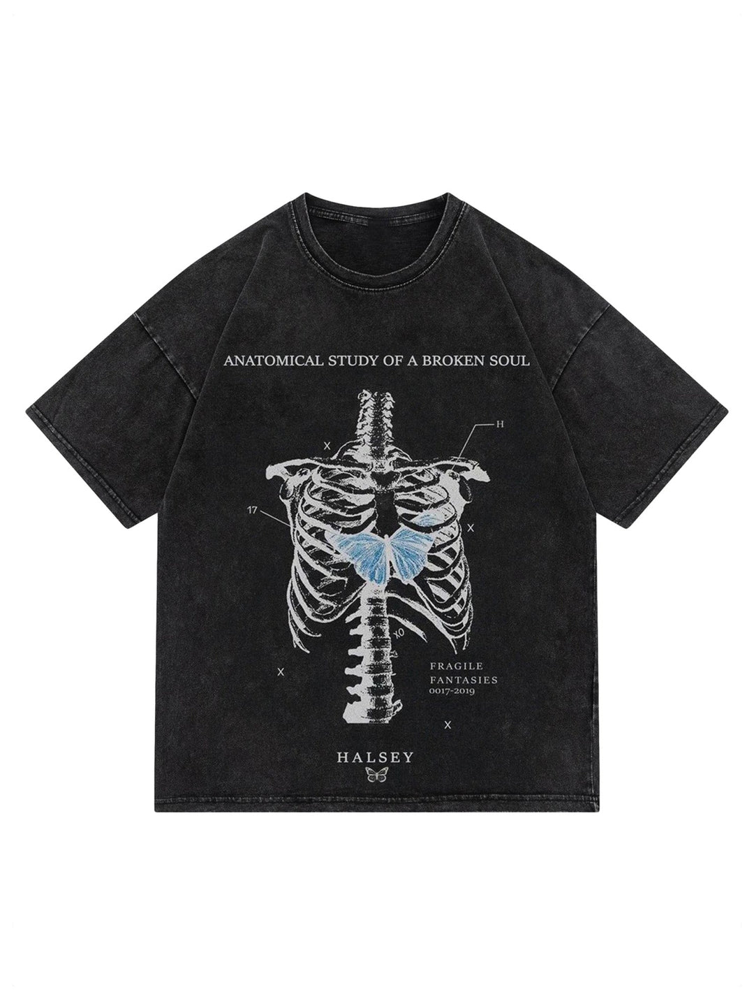 Ayuuki Skull Print Washed T-Shirt -1588