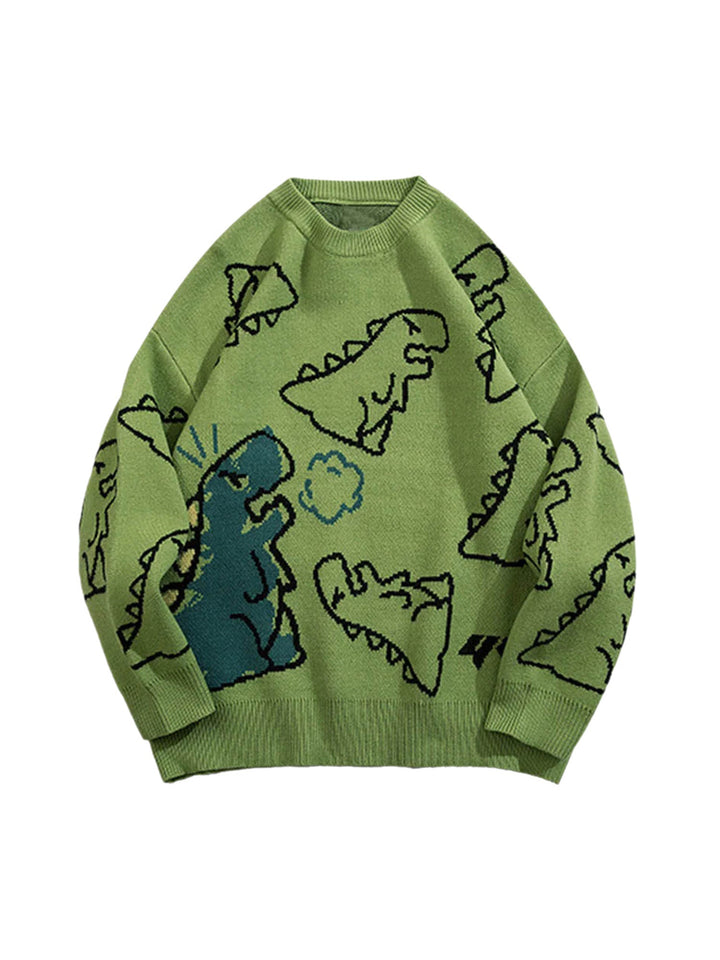 Ayuuki Cartoon Dinosaur Printed Sweater - 1004