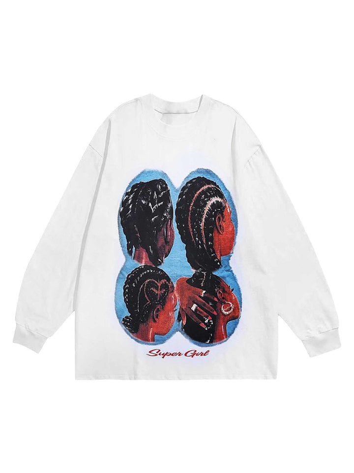 Ayuuki Hiphop Spoof Print Long Sleeve T-shirt - 1675