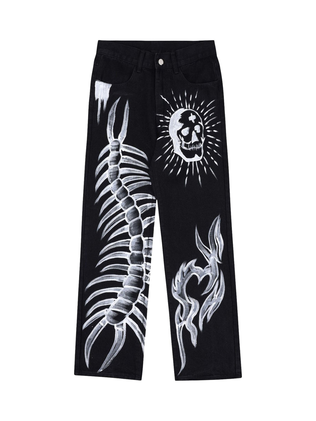 Ayuuki Skull Centipede Print Casual Pants