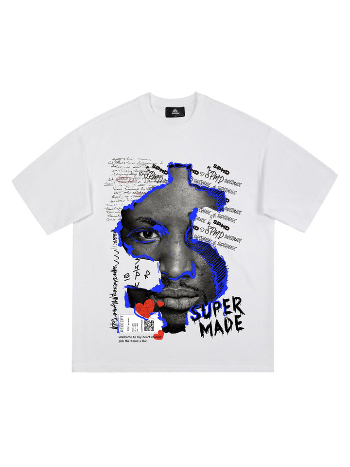 Ayuuki US Dollar Face Graffiti Street Hip-Hop T-shirt