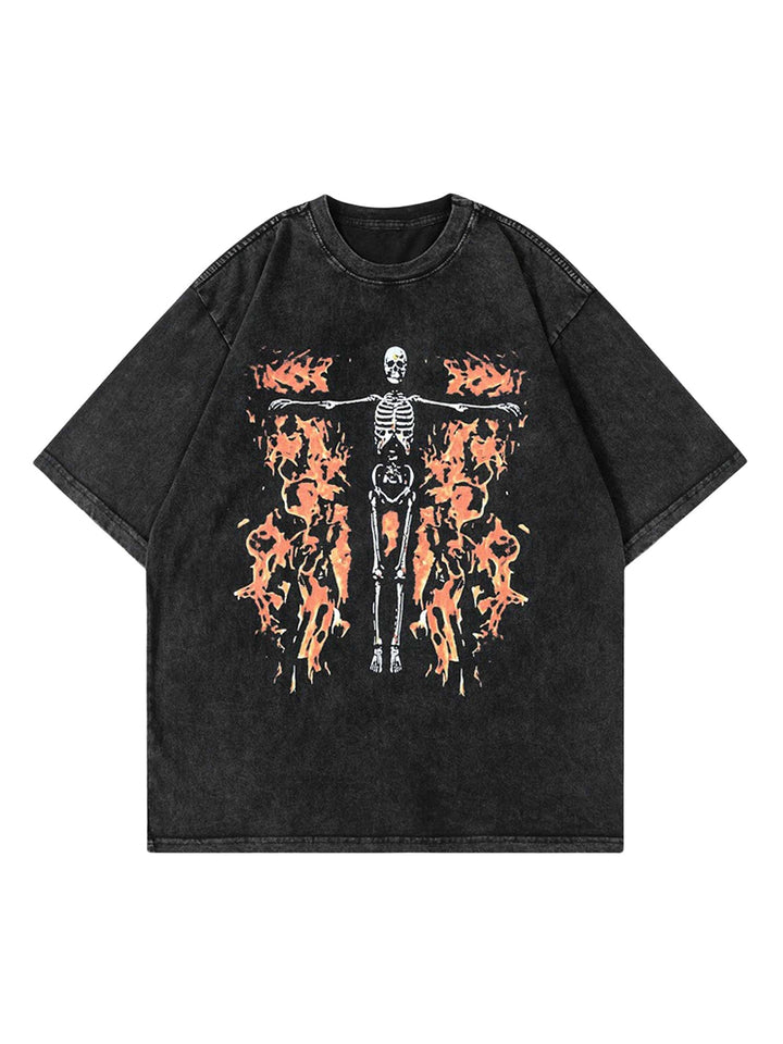 Ayuuki American Hip-hop Flame Skull Made Of Old T-shirt