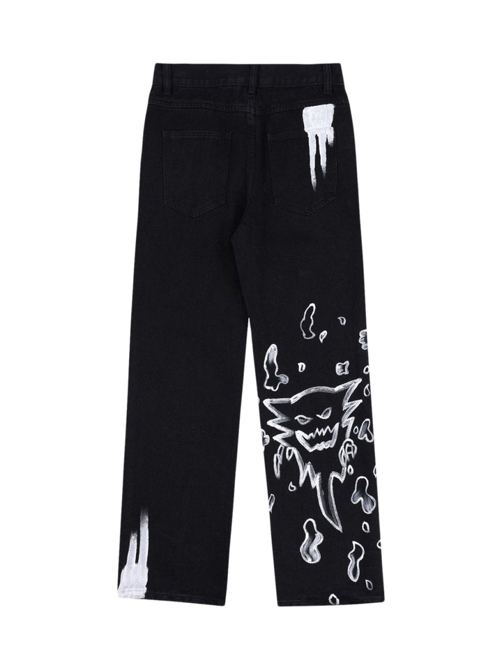 Ayuuki Skull Centipede Print Casual Pants