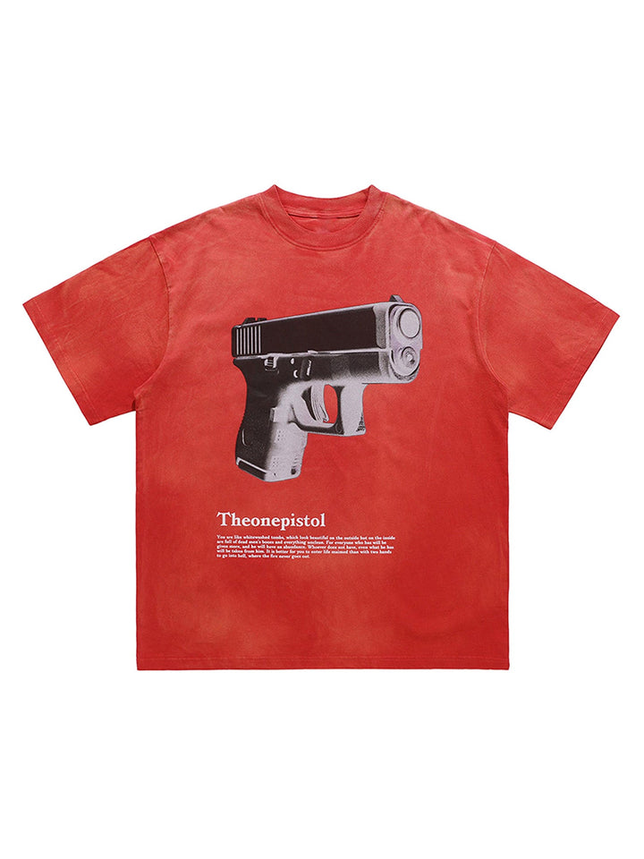 Ayuuki Fun Three-dimensional Pistol Print Loose T-shirt