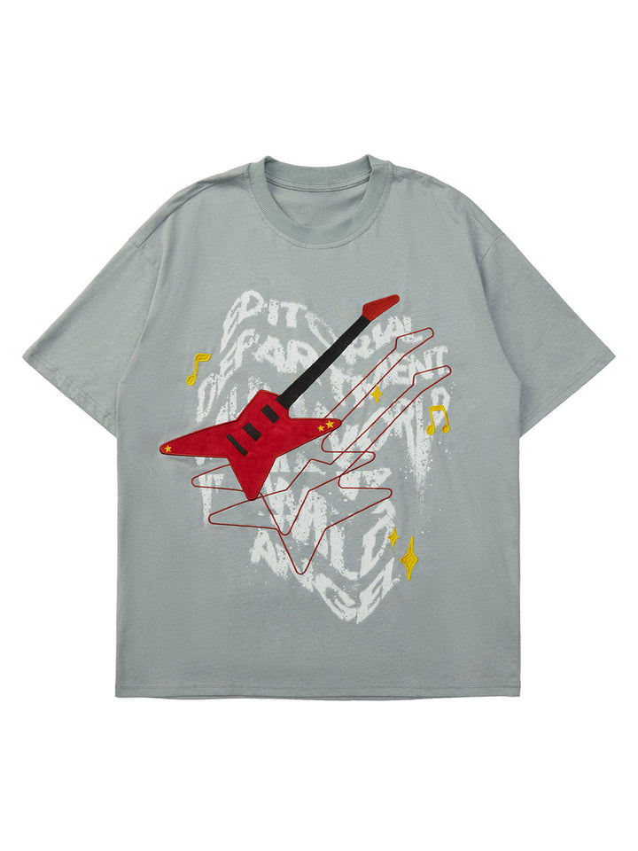 Ayuuki High Street Embroidered Letters Creative Printed T-shirt