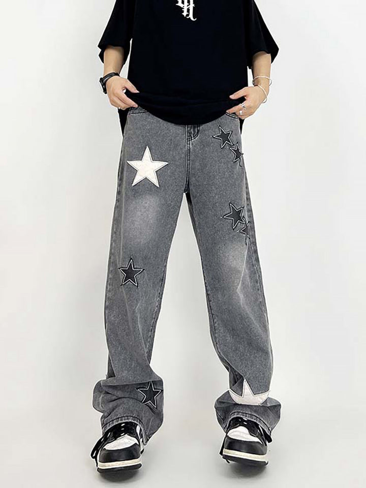 Ayuuki Star Patch Embroidery Jeans