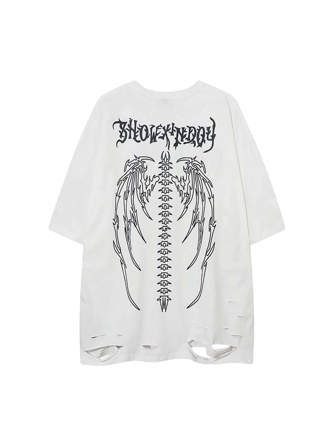 Ayuuki Skeleton Wings Print Raglan T-Shirt