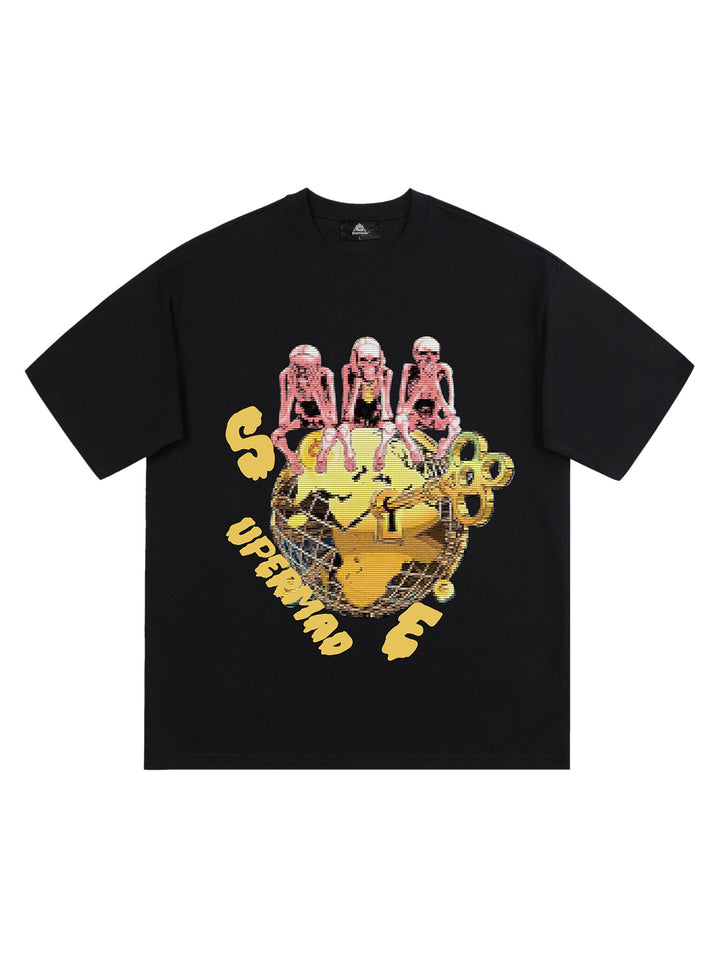 Ayuuki Retro Skull Printed T-shirt