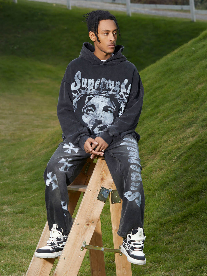 Ayuuki Heavy Washed Jesus Graphic Hoodie - 1973