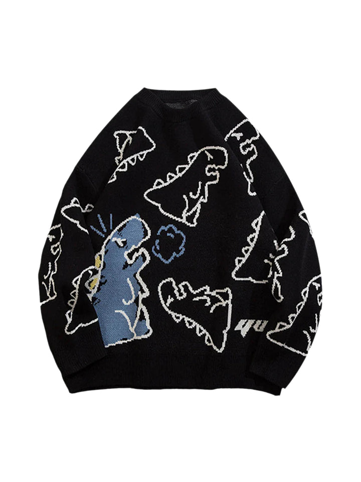 Ayuuki Cartoon Dinosaur Printed Sweater - 1004