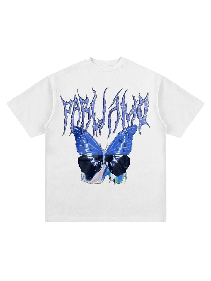 Ayuuki Vintage Butterfly Print Loose T-shirt