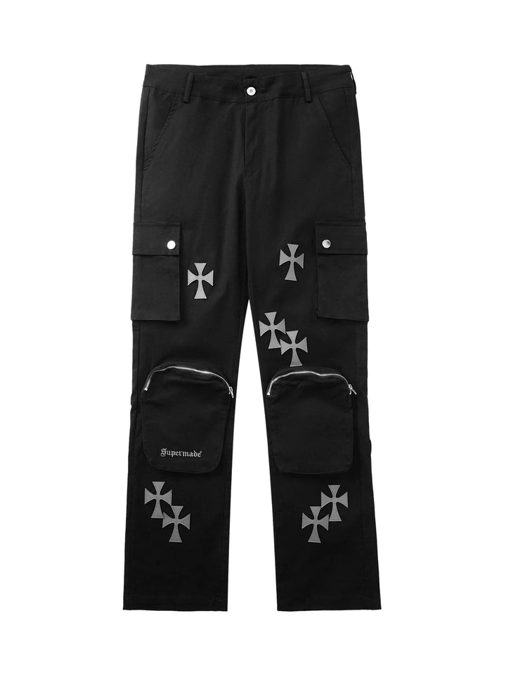 Ayuuki Cross Printed Multi-Pocket Casual Pants - 1959