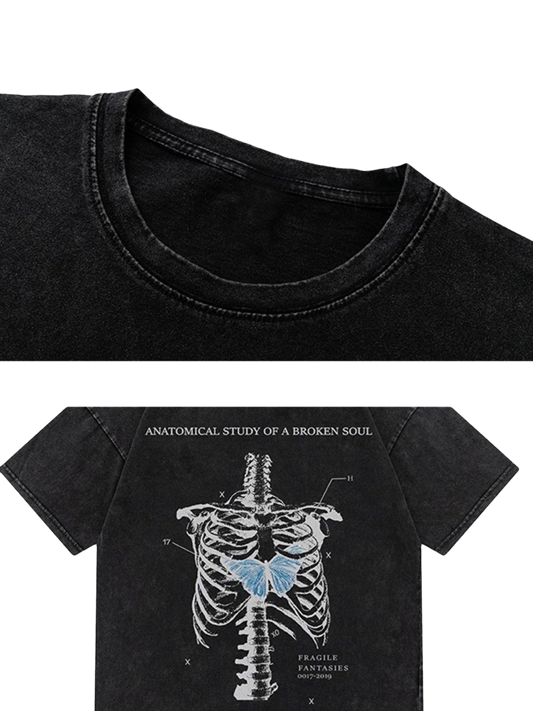 Ayuuki Skull Print Washed T-Shirt -1588