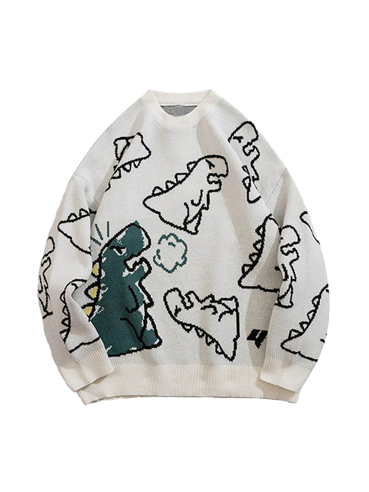 Ayuuki Cartoon Dinosaur Printed Sweater - 1004