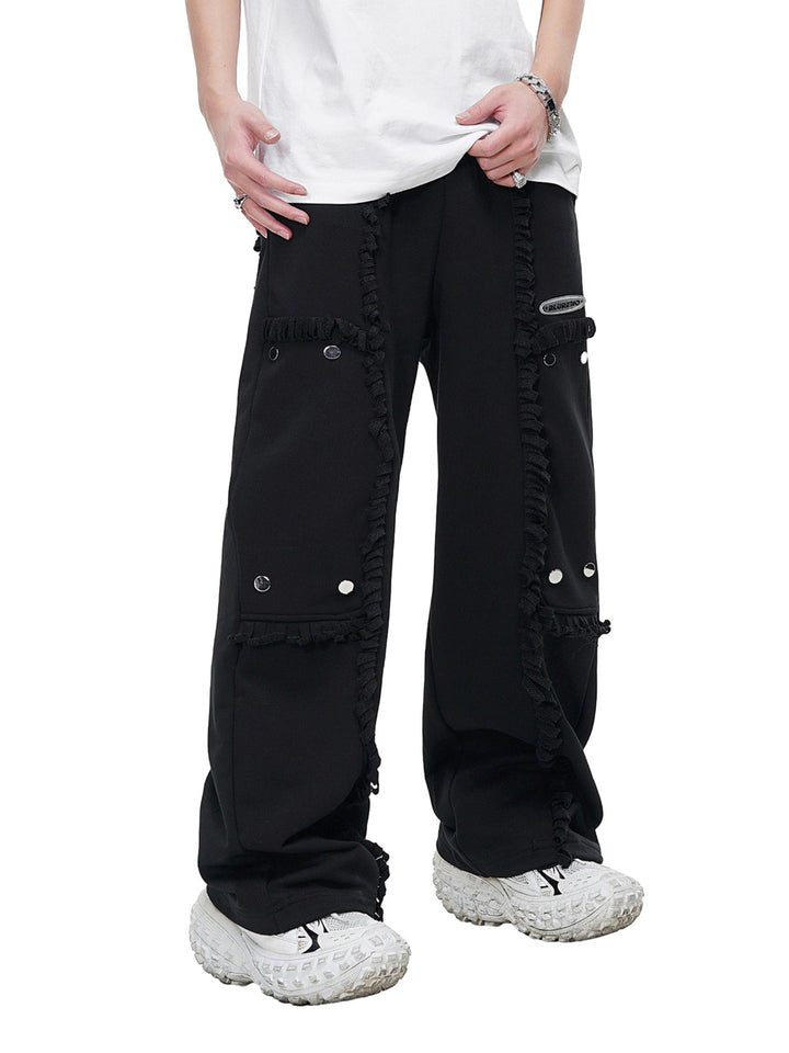 Ayuuki High Street Spliced Button Patchwork Pants