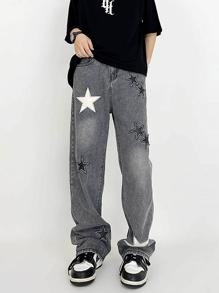 Ayuuki Star Patch Embroidery Jeans